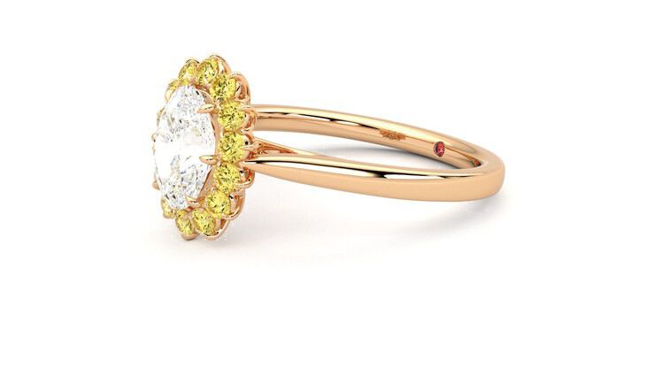 Taylor & Hart Lyra Oval Engagement Ring 360 degree image 23