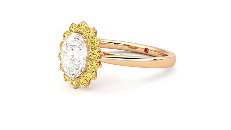 Taylor & Hart Lyra Oval Engagement Ring 360 degree image 24