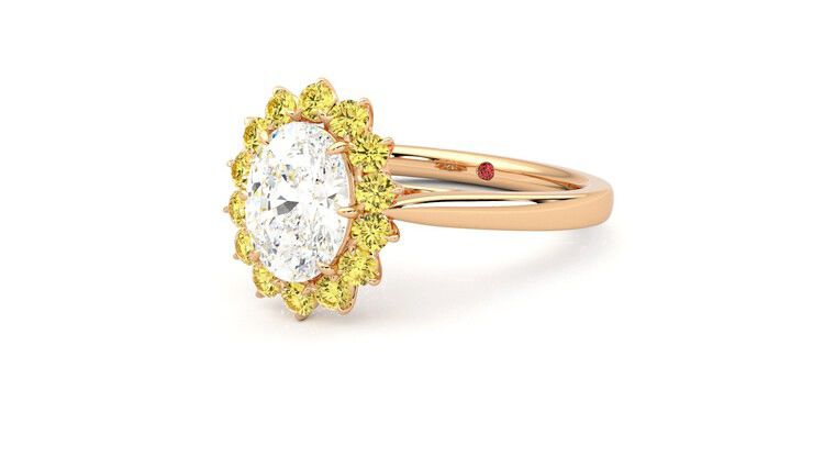 Taylor & Hart Lyra Oval Engagement Ring 360 degree image 25