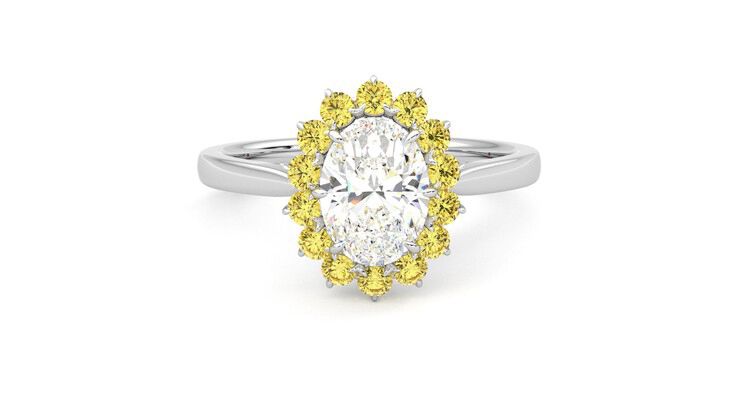 Taylor & Hart Lyra Oval Engagement Ring 360 degree image 1