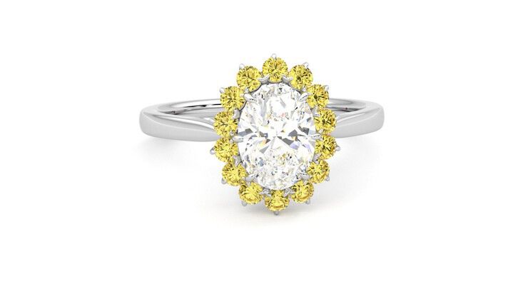Taylor & Hart Lyra Oval Engagement Ring 360 degree image 2