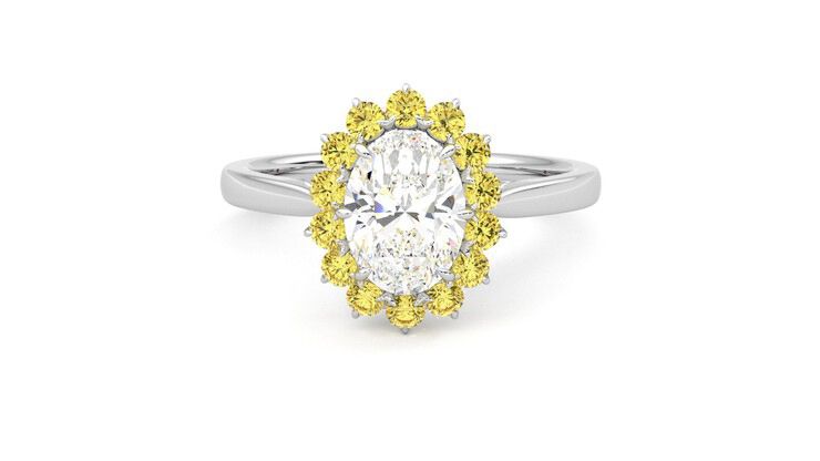 Taylor & Hart Lyra Oval Engagement Ring 360 degree image 29