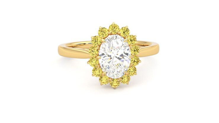 Taylor & Hart Lyra Oval Engagement Ring 360 degree image 2