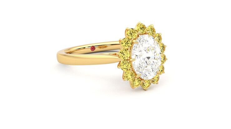 Taylor & Hart Lyra Oval Engagement Ring 360 degree image 5