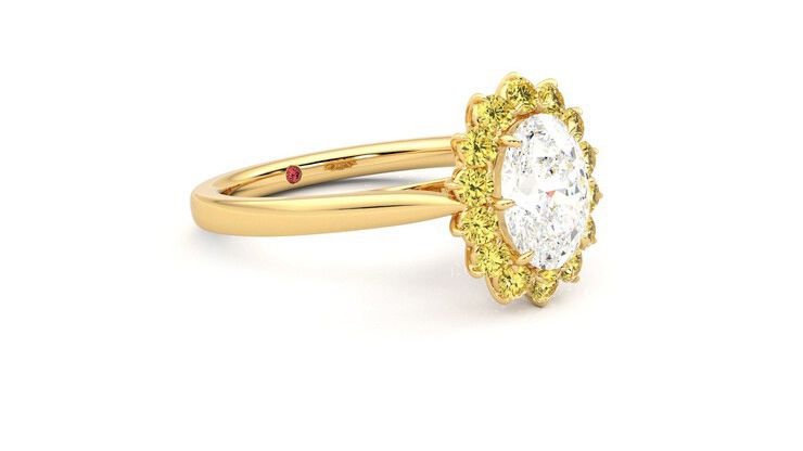 Taylor & Hart Lyra Oval Engagement Ring 360 degree image 6