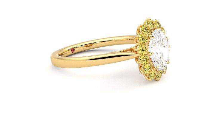 Taylor & Hart Lyra Oval Engagement Ring 360 degree image 7