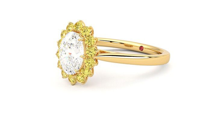 Taylor & Hart Lyra Oval Engagement Ring 360 degree image 24