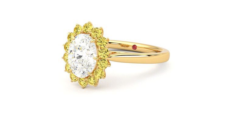 Taylor & Hart Lyra Oval Engagement Ring 360 degree image 25