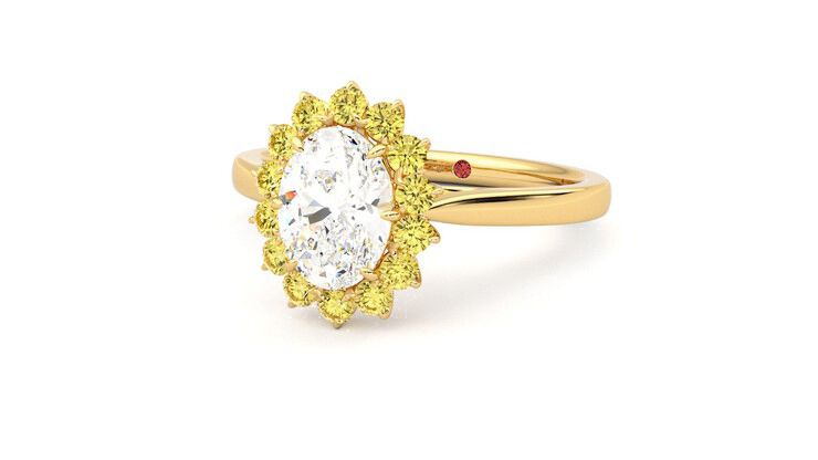 Taylor & Hart Lyra Oval Engagement Ring 360 degree image 26