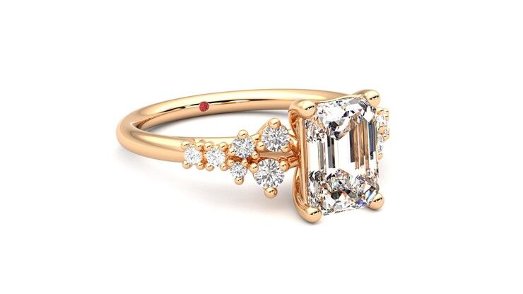 Taylor & Hart Marula Emerald Engagement Ring 360 degree image 5