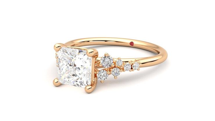 Taylor & Hart Marula Princess Engagement Ring 360 degree image 25