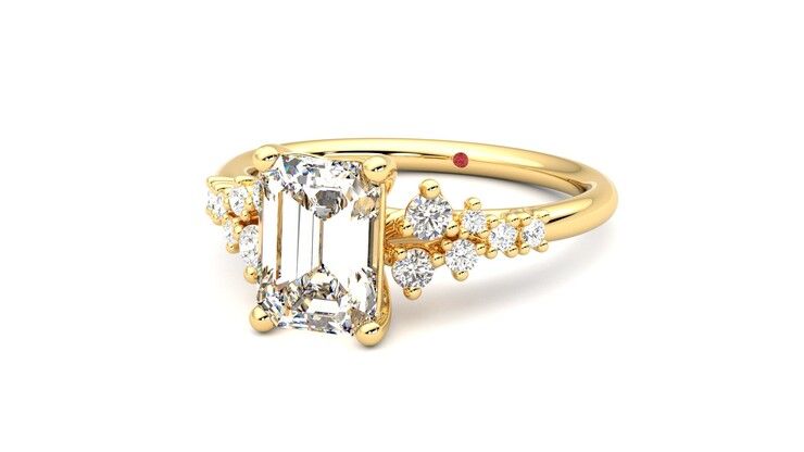 Taylor & Hart Marula Emerald Engagement Ring 360 degree image 26