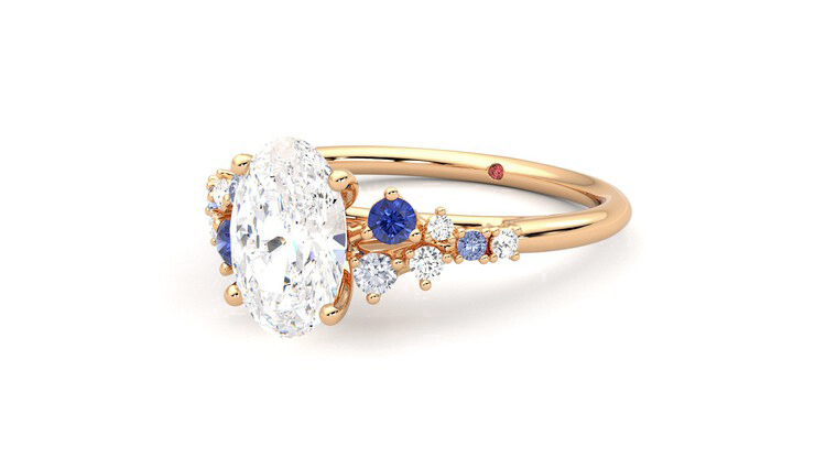 Taylor & Hart Marula Oval Engagement Ring 360 degree image 25