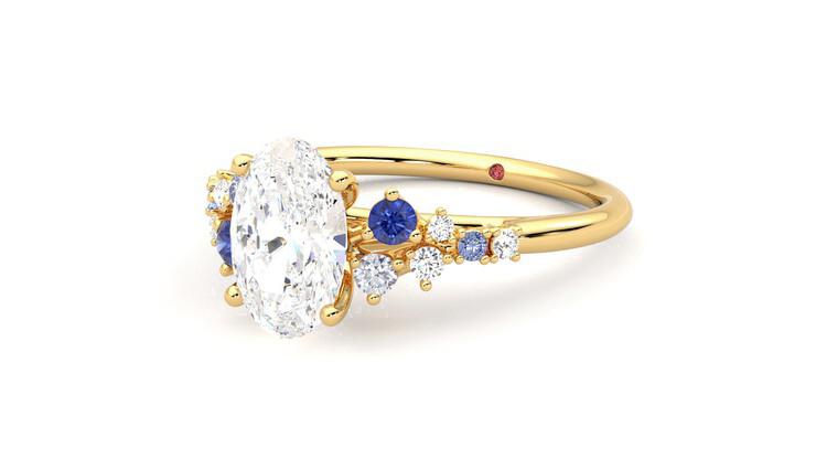 Taylor & Hart Marula Oval Engagement Ring 360 degree image 25