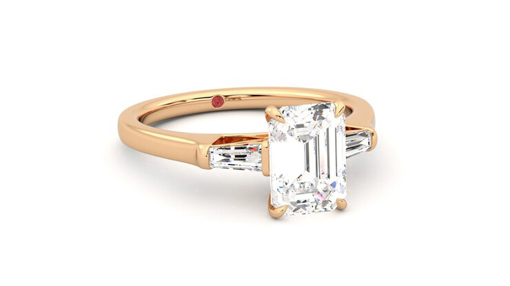 Taylor & Hart Mirror Emerald Engagement Ring 360 degree image 4