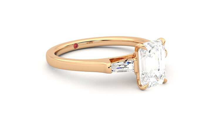 Taylor & Hart Mirror Emerald Engagement Ring 360 degree image 6
