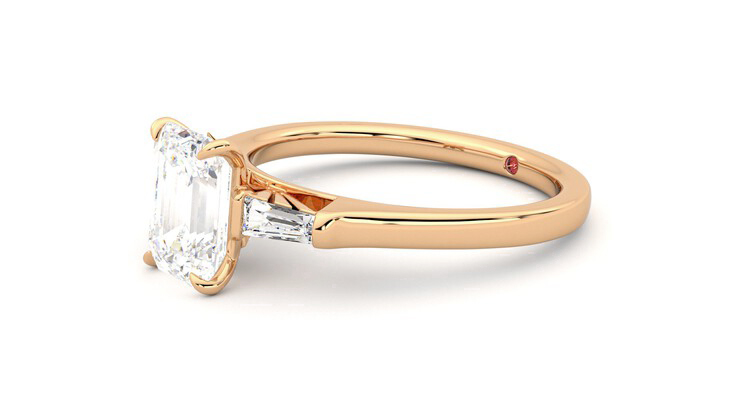 Taylor & Hart Mirror Emerald Engagement Ring 360 degree image 23