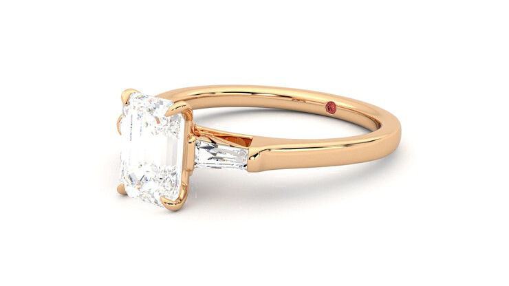 Taylor & Hart Mirror Emerald Engagement Ring 360 degree image 24