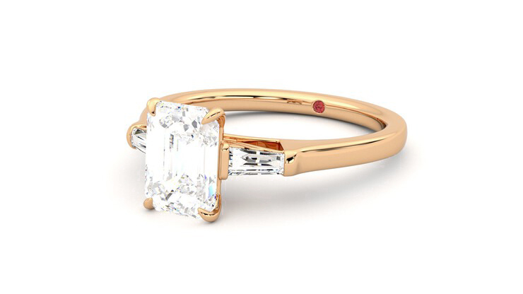 Taylor & Hart Mirror Emerald Engagement Ring 360 degree image 25