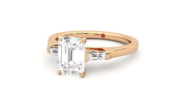 Taylor & Hart Mirror Emerald Engagement Ring 360 degree image 26