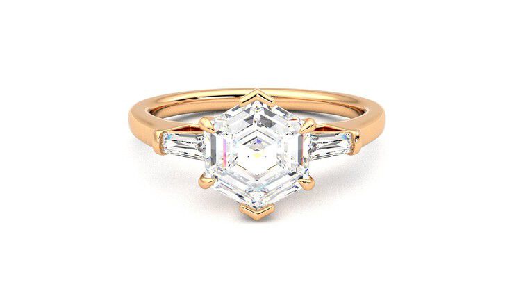 Taylor & Hart Mirror Hexagonal Engagement Ring 360 degree image 0