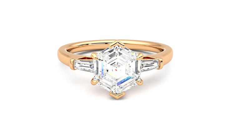 Taylor & Hart Mirror Hexagonal Engagement Ring 360 degree image 1