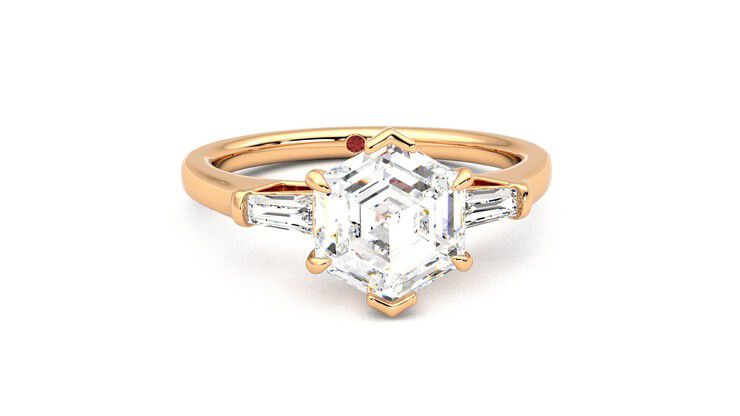 Taylor & Hart Mirror Hexagonal Engagement Ring 360 degree image 2