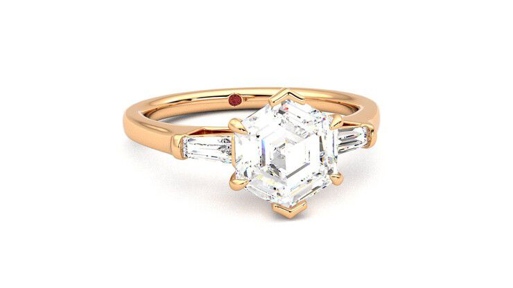 Taylor & Hart Mirror Hexagonal Engagement Ring 360 degree image 3