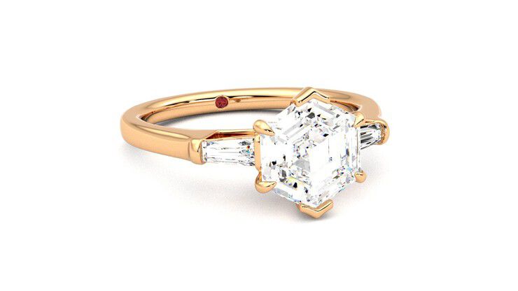 Taylor & Hart Mirror Hexagonal Engagement Ring 360 degree image 4