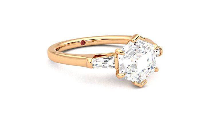 Taylor & Hart Mirror Hexagonal Engagement Ring 360 degree image 5
