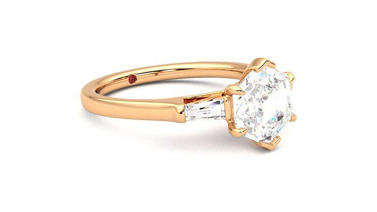 Taylor & Hart Mirror Hexagonal Engagement Ring 360 degree image 6