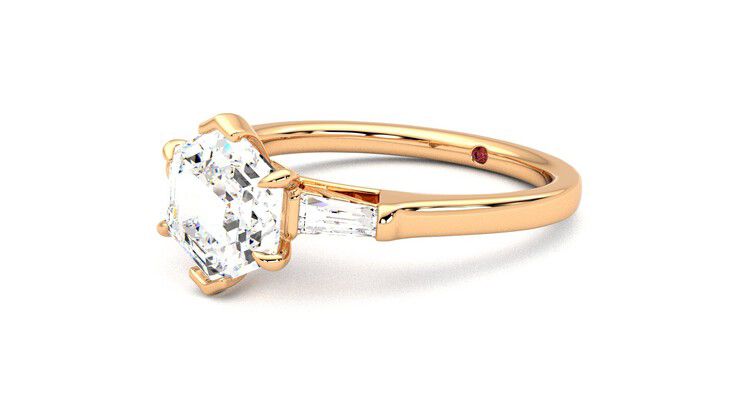 Taylor & Hart Mirror Hexagonal Engagement Ring 360 degree image 24