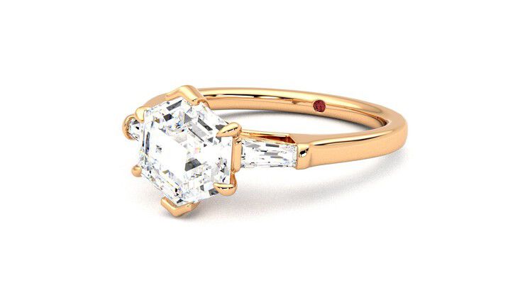 Taylor & Hart Mirror Hexagonal Engagement Ring 360 degree image 25