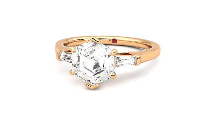 Taylor & Hart Mirror Hexagonal Engagement Ring 360 degree image 27