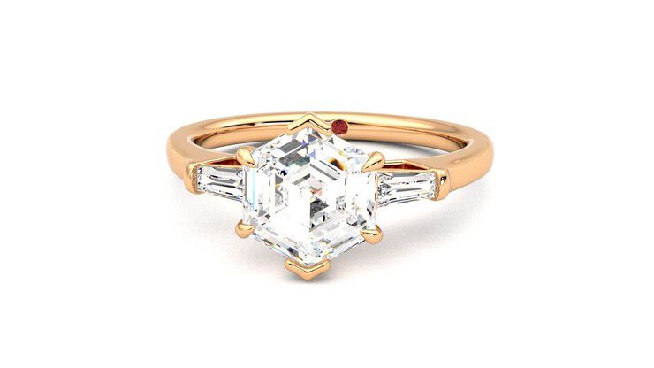 Taylor & Hart Mirror Hexagonal Engagement Ring 360 degree image 28