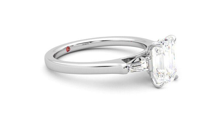 Taylor & Hart Mirror Emerald Engagement Ring 360 degree image 7