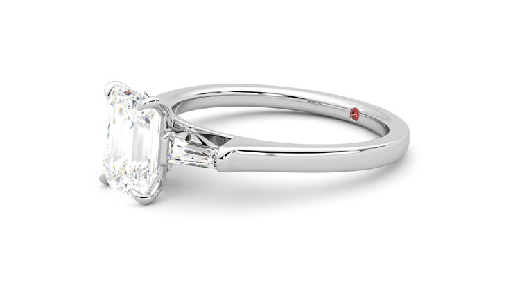 Taylor & Hart Mirror Emerald Engagement Ring 360 degree image 23