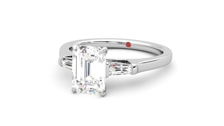 Taylor & Hart Mirror Emerald Engagement Ring 360 degree image 26