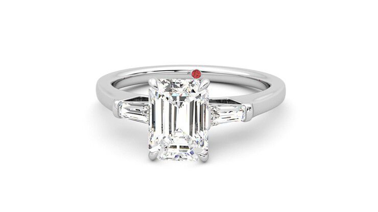 Taylor & Hart Mirror Emerald Engagement Ring 360 degree image 28