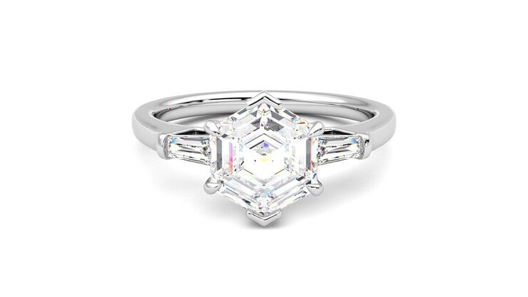 Taylor & Hart Mirror Hexagonal Engagement Ring 360 degree image 0