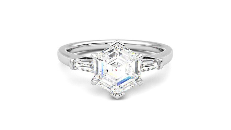 Taylor & Hart Mirror Hexagonal Engagement Ring 360 degree image 1