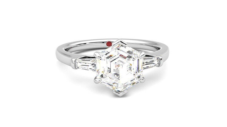 Taylor & Hart Mirror Hexagonal Engagement Ring 360 degree image 2