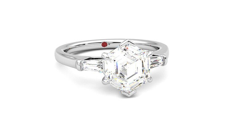Taylor & Hart Mirror Hexagonal Engagement Ring 360 degree image 3