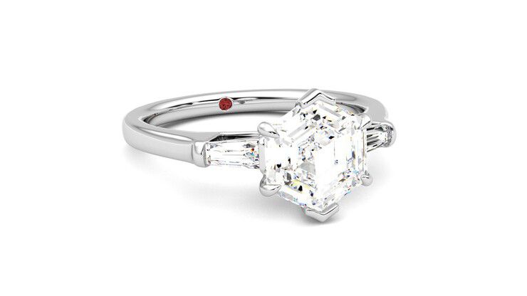 Taylor & Hart Mirror Hexagonal Engagement Ring 360 degree image 4