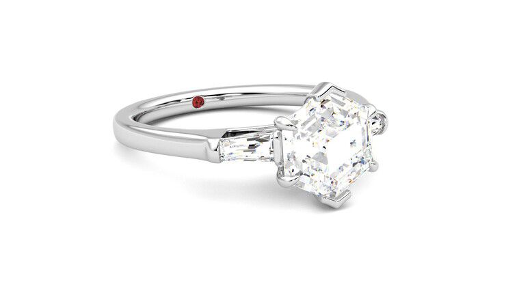Taylor & Hart Mirror Hexagonal Engagement Ring 360 degree image 5
