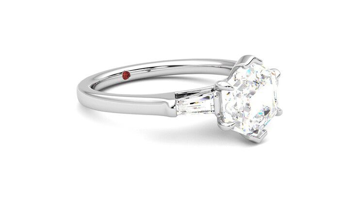 Taylor & Hart Mirror Hexagonal Engagement Ring 360 degree image 6
