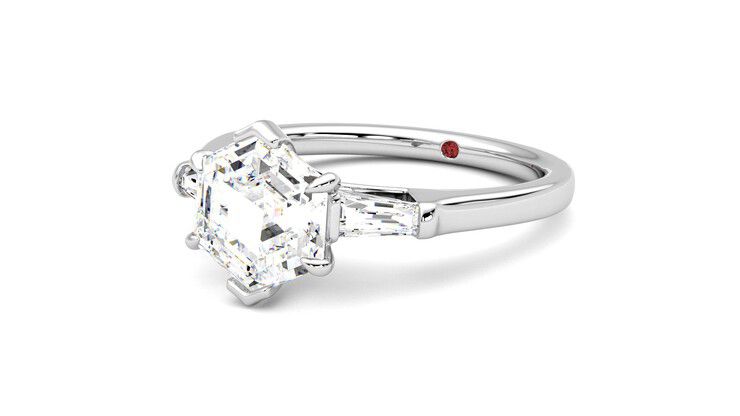 Taylor & Hart Mirror Hexagonal Engagement Ring 360 degree image 25