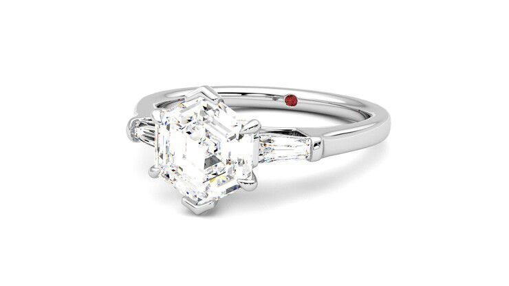 Taylor & Hart Mirror Hexagonal Engagement Ring 360 degree image 26