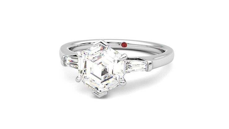 Taylor & Hart Mirror Hexagonal Engagement Ring 360 degree image 27