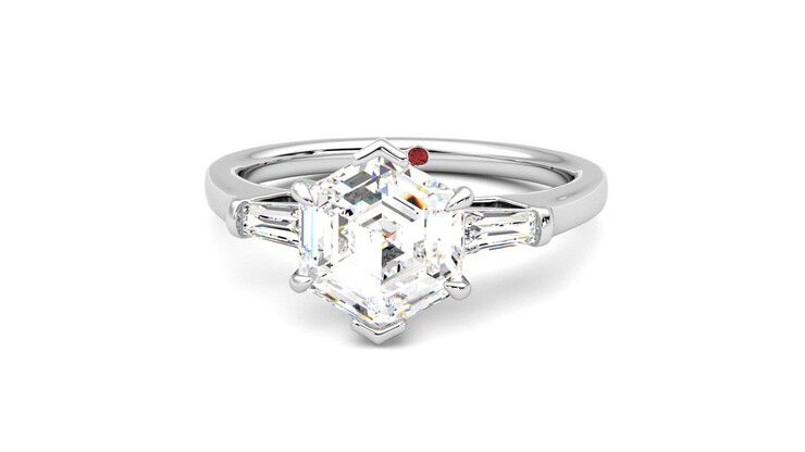 Taylor & Hart Mirror Hexagonal Engagement Ring 360 degree image 28